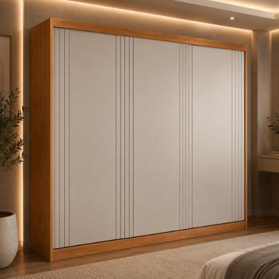 Guarda Roupa Casal CR35529 3 Portas de Correr 100% MDF Madeirado-Off White Multimóveis