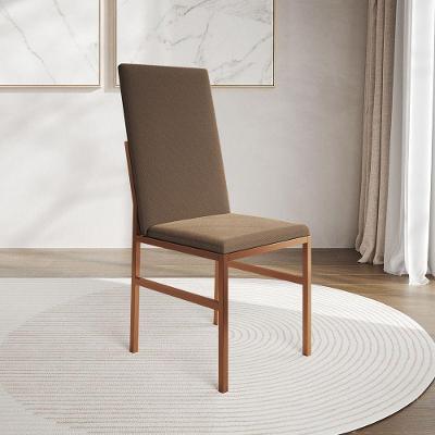 Cadeira De Jantar Mônaco Premium Estofada Base Cobre Para Sala Cozinha Mesa Decoração -cobre-marrom
