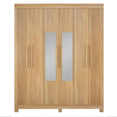 Guarda Roupa Casal Andorinha 6 Portas de Bater 2 Gavetas MDF Cinamomo Valdemóveis