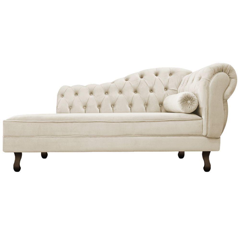 Kit Diva Recamier Diana 160Cm Lado Esquerdo E 02 Poltronas Classic Suede Bege - 4