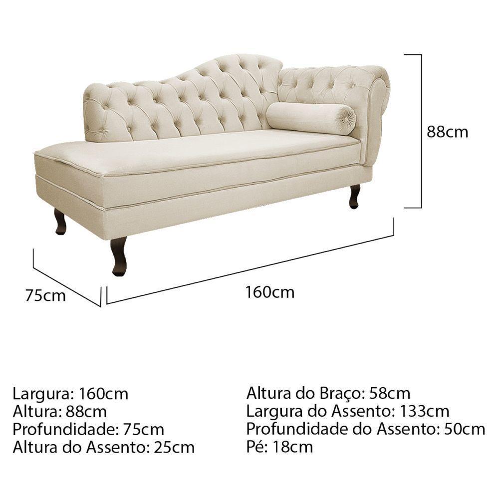 Kit Diva Recamier Diana 160Cm Lado Esquerdo E 02 Poltronas Classic Suede Bege - 6
