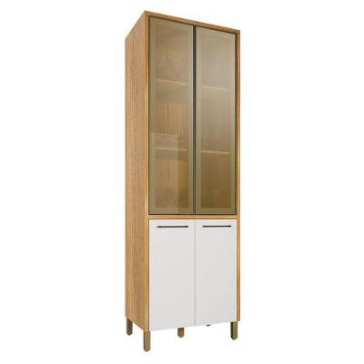 Paneleiro Nobre 4 Portas 4 Prateleiras MDF 73CM Off White e Cinamomo