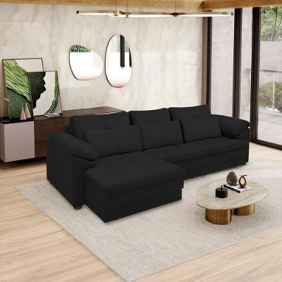 Sofá Nolan G58 3 Lugares Retrátil Manual 257cm Preto em Couro Gran Belo