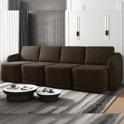Sofá Cama Varsóvia 4 Lugares Retrátil e Reclinável 316cm Marrom Veludo Gran Belo