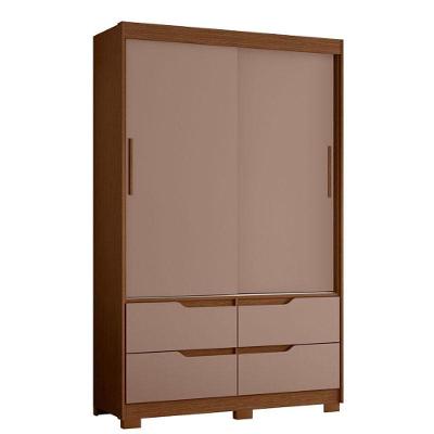 Guarda Roupa Solteiro Sole 02 Portas De Correr Nogueira Capuccino - Móveis Albatroz
