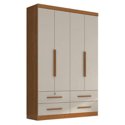 Guarda Roupa Solteiro Maximus 4 Portas 4 Gavetas Cinamomo Areia Fosco - Zanzini