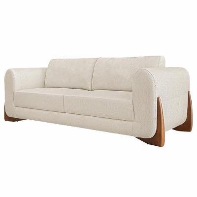Sofá Buzz G63 2 Lugares 160cm Off White em Linho Pés em Madeira de Jequitibá Gran Belo