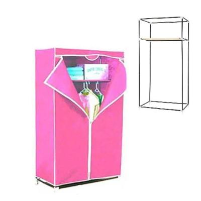 Guarda Roupa Portátil Cabideiro Armario Multifuncional Dobrável Rosa com Prateleira Yeet