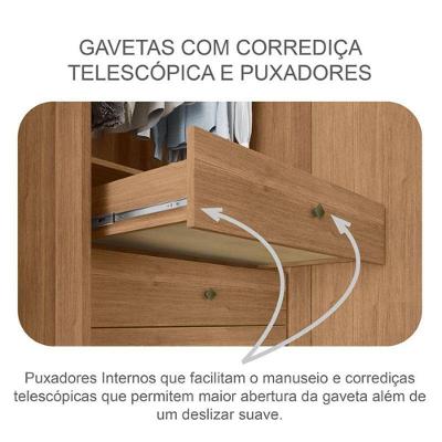 Guarda Roupa Casal Ripado Ambiente Bolonha 6 Portas 6 Gavetas Cumaru 25 Fendi