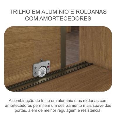 Guarda Roupa Casal Sonetto 3 Portas 4 Gavetas Cumaru 25 Fendi com Espelho
