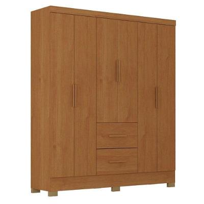 Guarda Roupa Casal Primordial Max 6 Portas 2 Gavetas Cinamomo Fosco - Zanzini