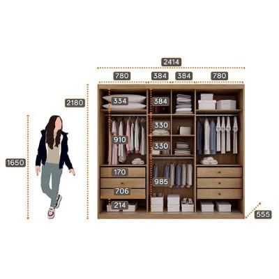 Guarda Roupa Casal Palazzo e Gaveteiro Milão 3 Portas 6 Gavetas Cumaru 25 Fendi