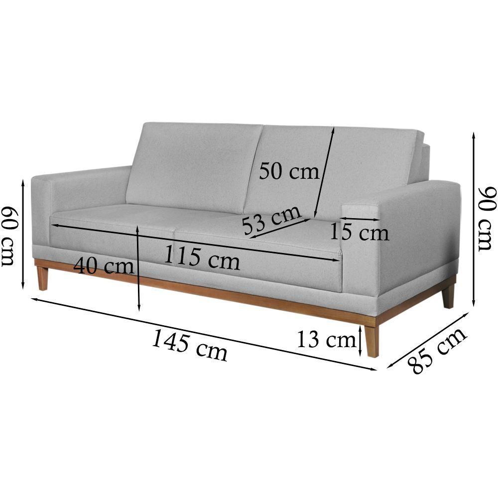 Sofa 2 Lugares 145 Cm Crons Linho Cinza Vazzano Cinza - 6