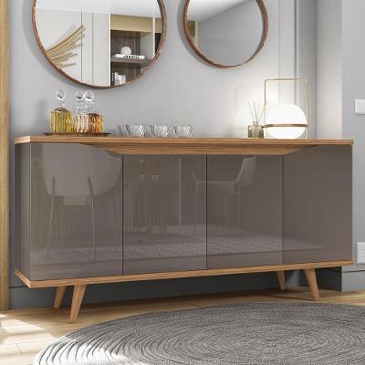 Buffet Aparador Lady 4 Portas MDF-MDP 160cm Cinza-cedro Mpozenato