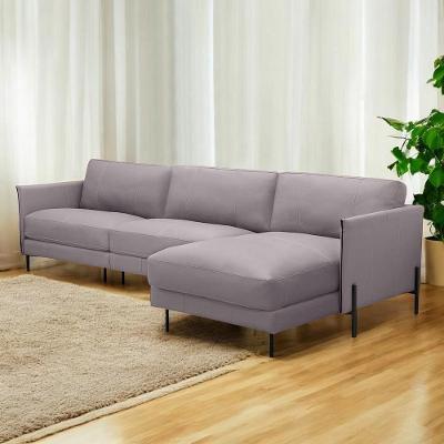 Sofá Karine G88 6 Lugares com Chaise 360cm Marrom Couro Gran Belo