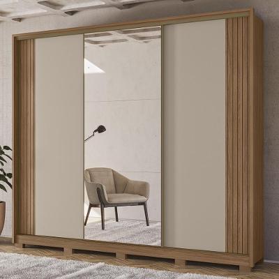 Guarda Roupa Casal Nevali Z17 3 Portas de Correr 6 Gavetas Carvalho-Fendi Mpozenato