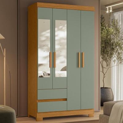 Guarda Roupa Casal Lipion A02 4 Portas 2 Gavetas MDP Cinamomo-Sálvia Mpozenato
