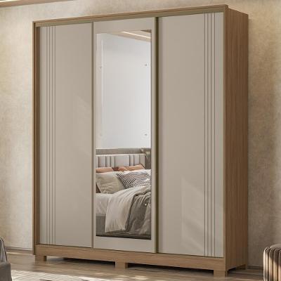 Guarda Roupa Casal Darlan Z17 3 Portas Deslizantes 4 Gavetas Carvalho-Fendi Mpozenato