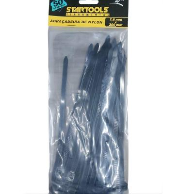 Kit 50 Abraçadeiras de Nylon 20CM X 7,6MM Resistência UV Preta Startools