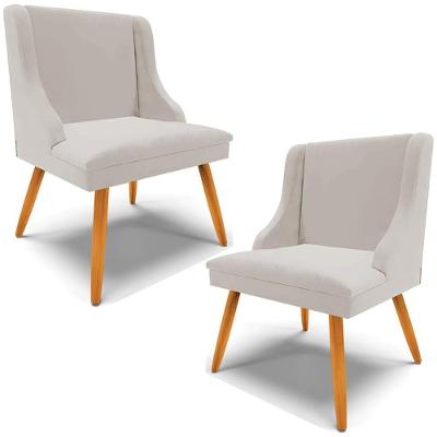 Kit 2 Cadeiras Decorativas Firenze Estrutura em Madeira Veludo Cinza-natural Gran Belo