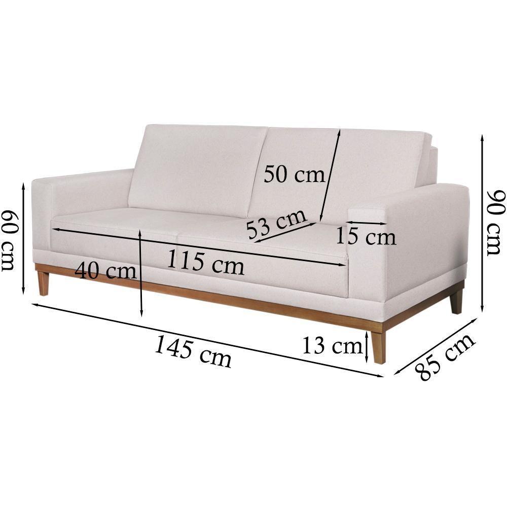 Sofa 2 Lugares 145 Cm Crons Linho Bege Vazzano Bege - 7