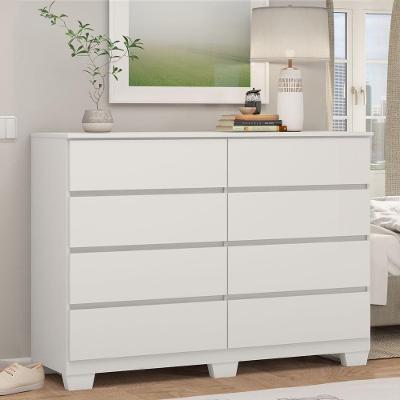 Cômoda Sintra 8 Gavetas 136cm MDP Puxador Cava Branco Demóbile