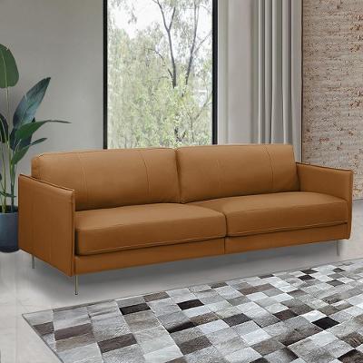 Sofá Anthony G88 3 Lugares 240CM Caramelo Couro Sala de Estar Gran Belo