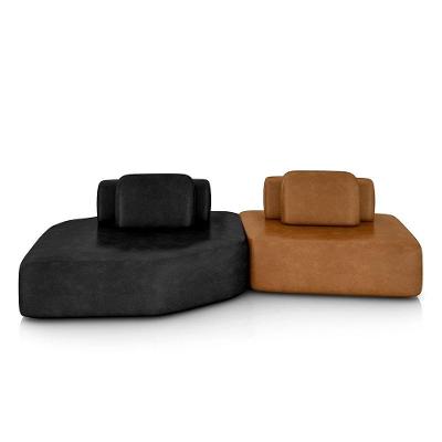 Sofá Ilha Dakota 2 Módulos G33 4 Lugares 310cm Preto Caramelo Gran Belo