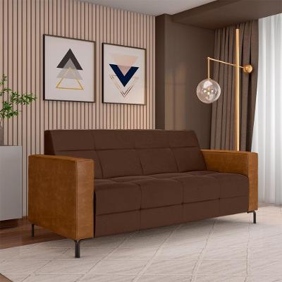 Sofá Houston G33 2 Lugares 200cm Marrom Veludo com Pés em Metal Gran Belo