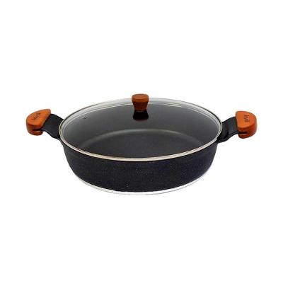 Frigideira Granito Preto 2164JAV Alumínio Antiaderente 4,5L 30cm com Tampa de Vidro Temperado Javali