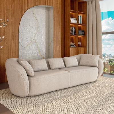 Sofá Diamond G52 Bipartido 212cm Bege Claro em Linho para Sala de Estar Gran Belo