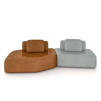 Sofá Modular Dakota 4 Lugares 310cm Pu Caramelo e Cinza Gran Belo