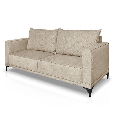 Sofá Living 2 Lugares 1,60m Horus Bouclê Pés De Aço - Pallazio Cor Dourado