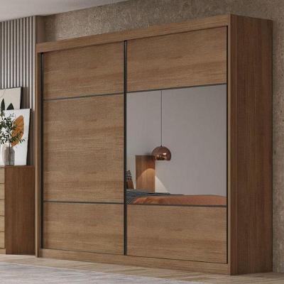 Guarda Roupa Casal Belmonte 2 Portas de Correr 4 Gavetas Cumaru 23 MDF com Espelho