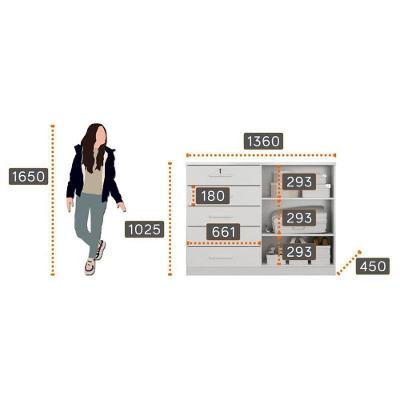 Guarda Roupa Casal Belmonte 2 Portas Correr 4 Gavetas MDF com Espelho Neve com Cômoda Seul