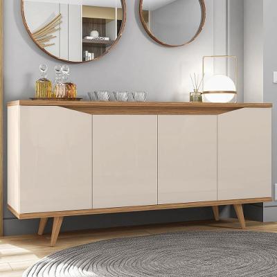 Buffet Aparador Lady 4 Portas MDF-MDP 160cm Off White e Cedro Mpozenato