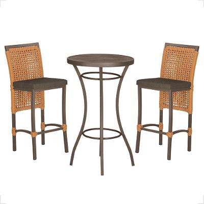Mesa Bistrô E 2 Banquetas Roma Marrom Corda Estofado 9 Trama Terra Cota