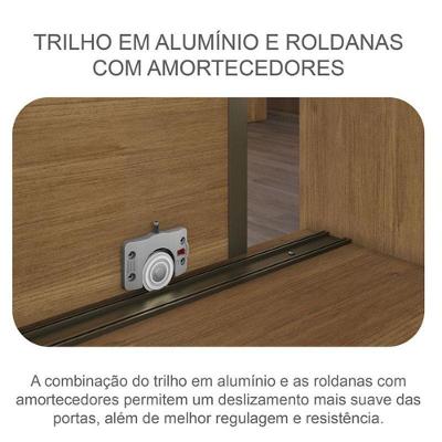 Guarda Roupa Casal Belmonte 2 Portas de Correr 4 Gavetas Cumaru 25 Fendi MDF com Espelho