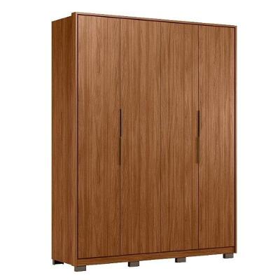 Guarda Roupa Casal Attore D43010kpe 4 Portas Nogueira Touch Com Pés Demóbile - Demartêz