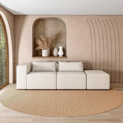 Sofá Modular Atlanta G52 338cm Linho Off White para Sala de Estar Gran Belo