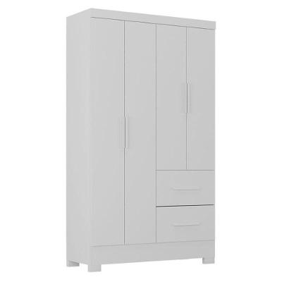 Guarda Roupa Solteiro Primordial Max 4 Portas 2 Gavetas Branco Absoluto Semi Fosco - Zanzini