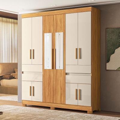 Guarda Roupa Casal Vizanno 10 Portas de Bater 4 Gavetas MDP com Espelho Off White Demóbile