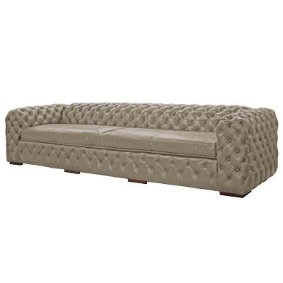 Sofá Astúria 66 G58 4 Lugares 280cm Bege em Couro Elegante Gran Belo