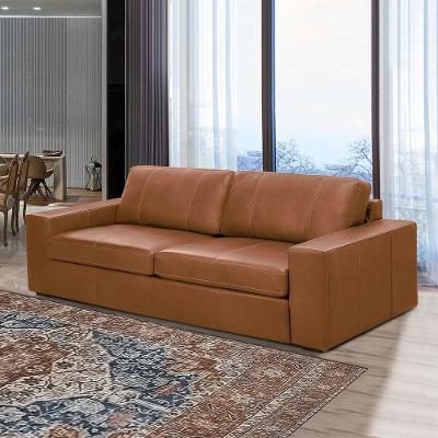 Sofá Decorativo Agatha G88 2 Lugares 205cm Conhaque em Couro Gran Belo