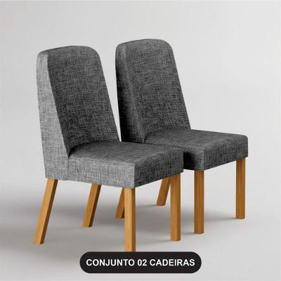 Kit 2 Cadeiras de Jantar Estofada Iza em Madeira Maciça com Encosto Anatômico Arbo