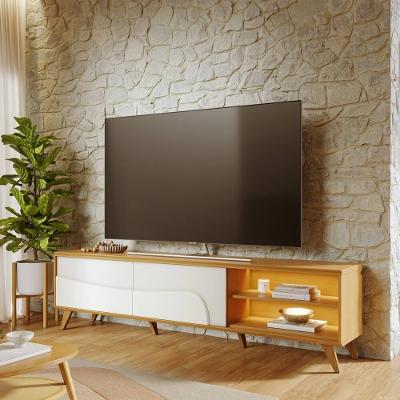 Rack Bancada Amalfi TV 75" 216CM MDF-MDP LED Off White Colibri Móveis