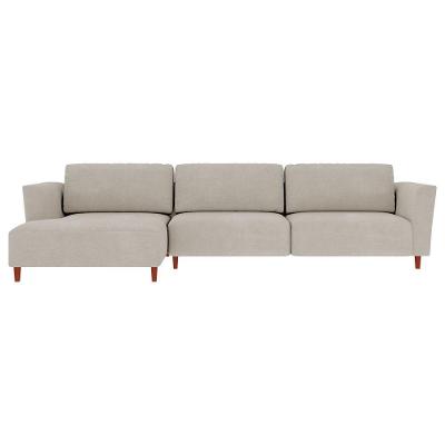 Sofá com Chaise Esquerda Franz 4 Lugares 310cm Suede Bege G52 Gran Belo