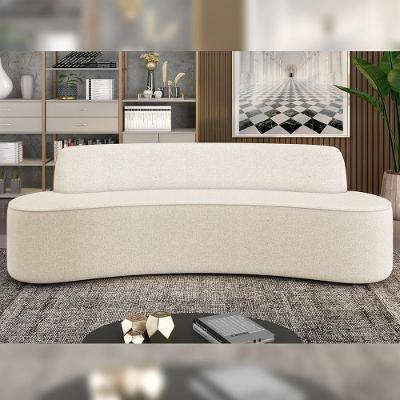 Sofá Bélgica 3 Lugares 180cm Curvo Decorativo Linho Bege G15 Gran Belo