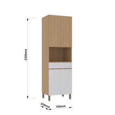 Paneleiro Torre Slim para Micro-ondas 4 Portas 4 Prateleiras MDP 70cm Cinza Luciane Móveis