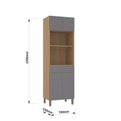 Paneleiro Torre Slim 4 Portas em MDP 70cm Cinza Luciane Móveis